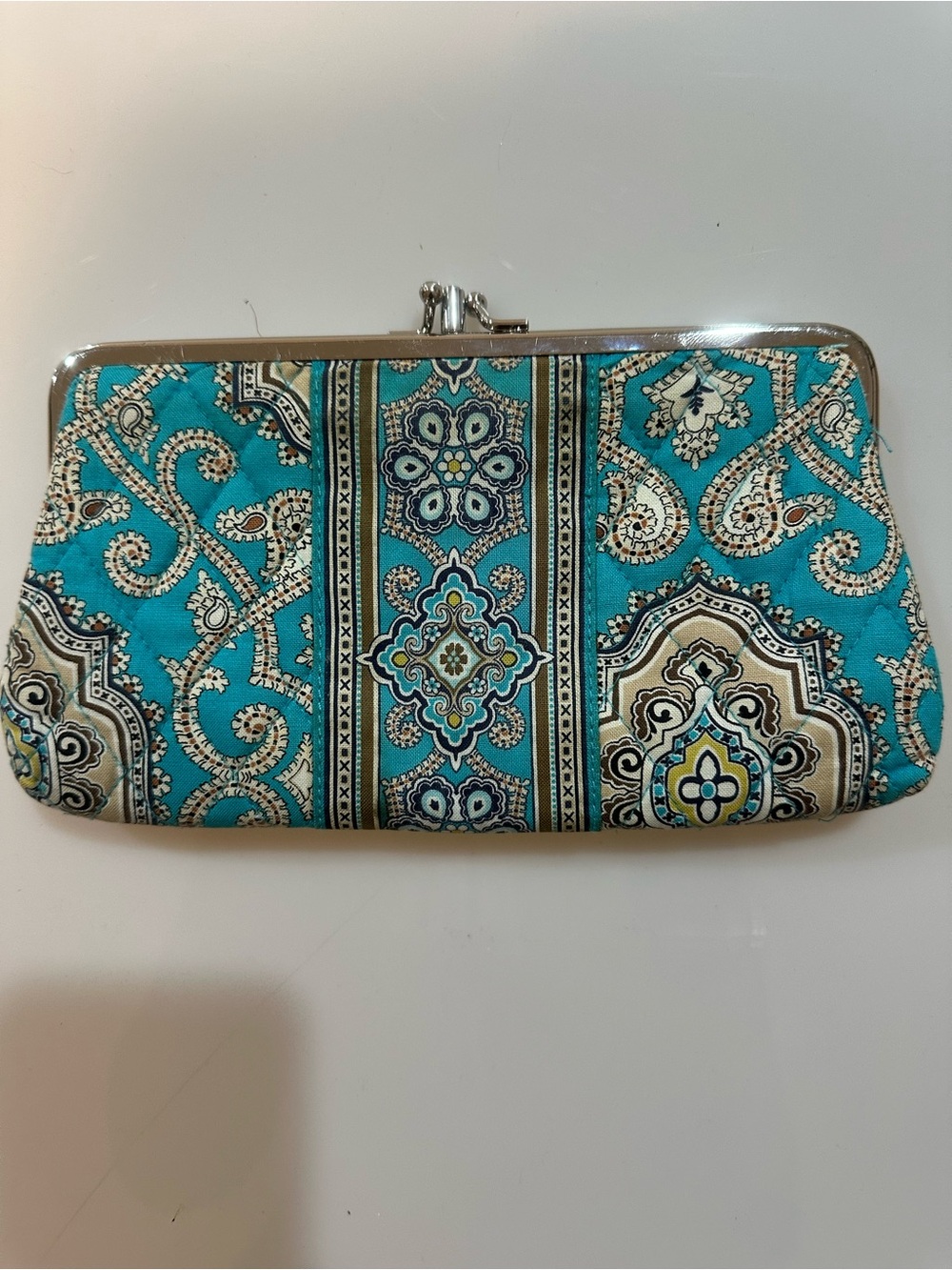 Vera Bradley Turquoise Paisley Kiss-Lock Clutch